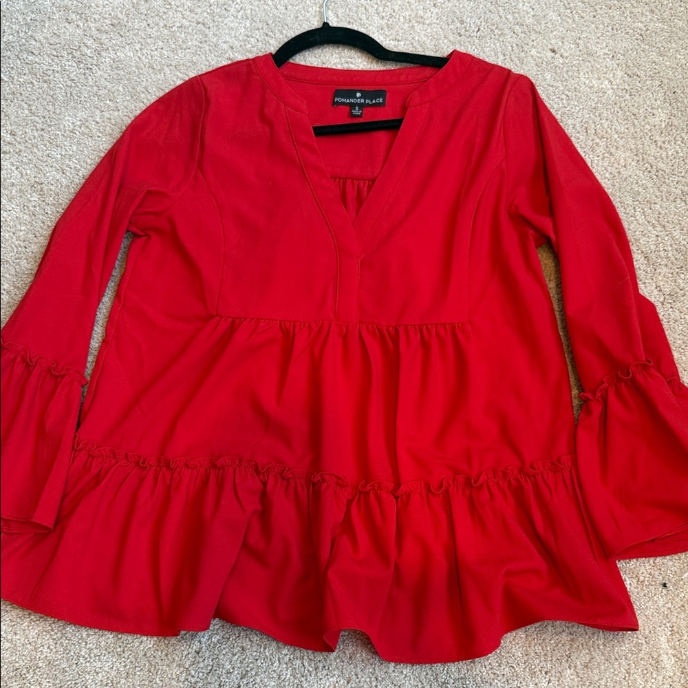Pomander Place Red Kenzo Crepe Top S